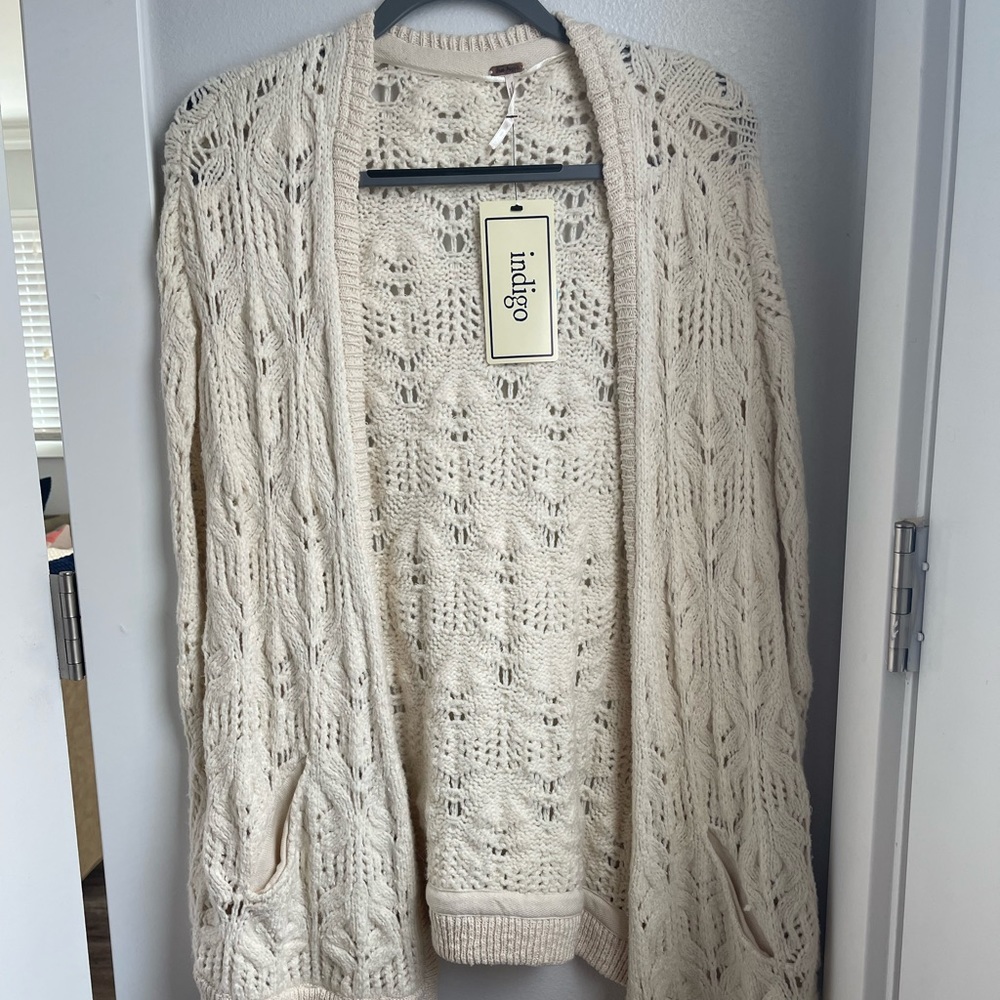 Free People Ivory Leaf Knit Vest